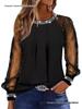 European & American Rhinestone Mesh Sleeve Highlight T-shirt
