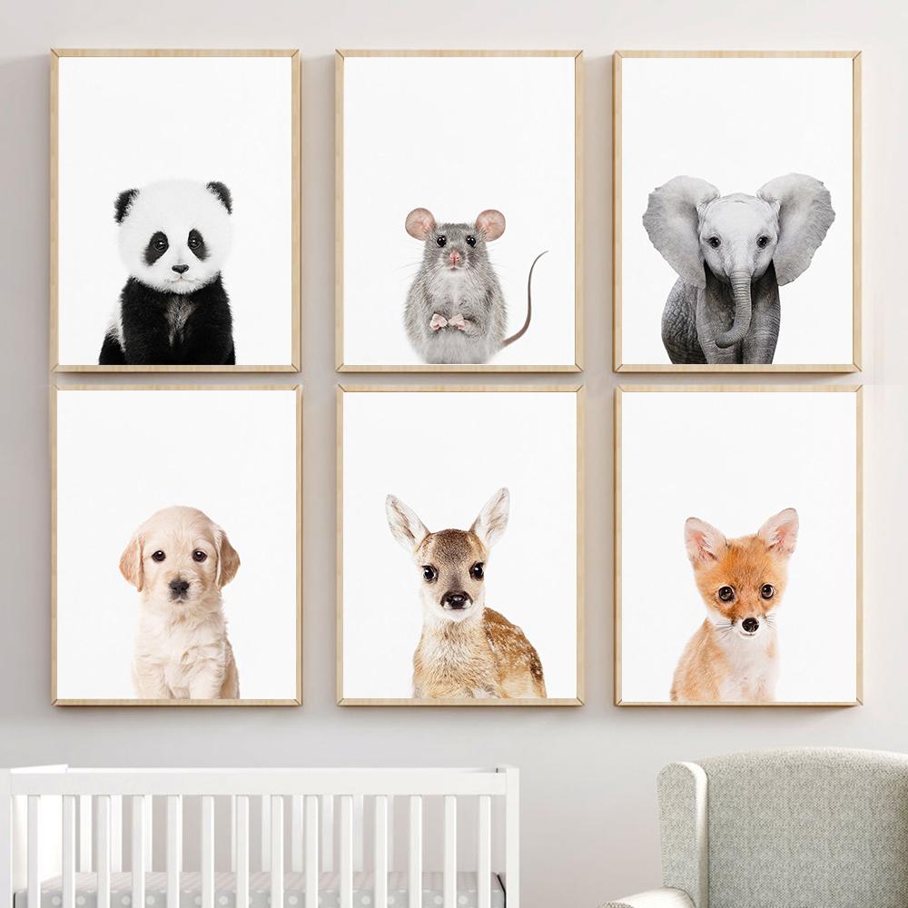 Giraffe Panda Elefant Leinwand Poster für Kinderzimmer Wand Kunst Bild Druck Tier Leinwand Malerei Nordic Kid Baby Schlafzimmer Kunst