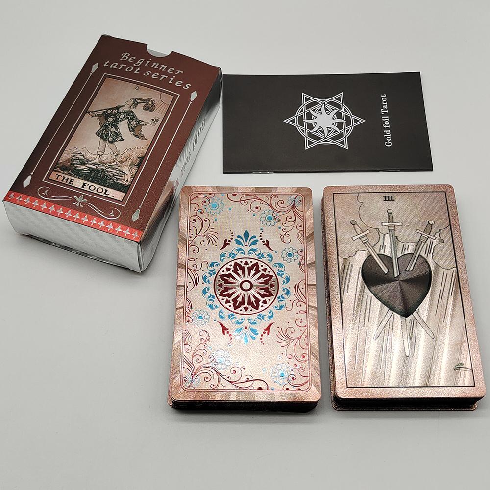 Waterproof Gold Foil 78 Plastic Tarot Cards Luxury Divination Board Game With Colorful Manual And Exquisite Flipbox