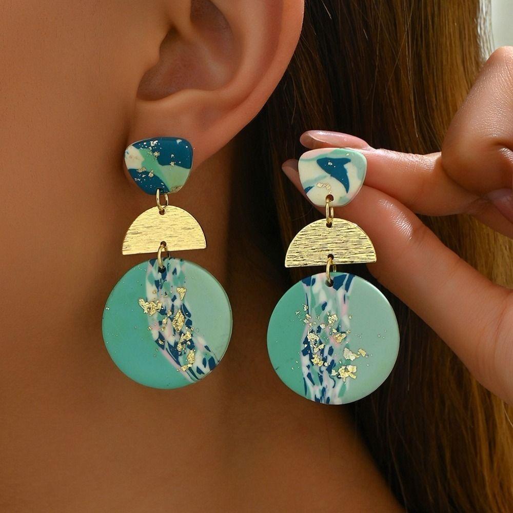 Copper Acrylic Stud Earrings Geometric Exaggerate Earrings Women Elegant Beach Earrings  Girls
