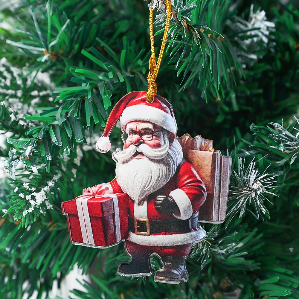 Christmas Character Pendant Acrylic Flat Pattern Santa Claus Boys and Girls Xmas Tree Hanging Car Interior Decoration Pendants