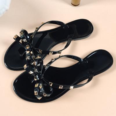 Tongs Mode Femme 2025 Été Gelée Sandales PVC Chaussures d'Aide-Soignante Ballerines Femme Mode Nœud Abordable Tongs Plastique Femme