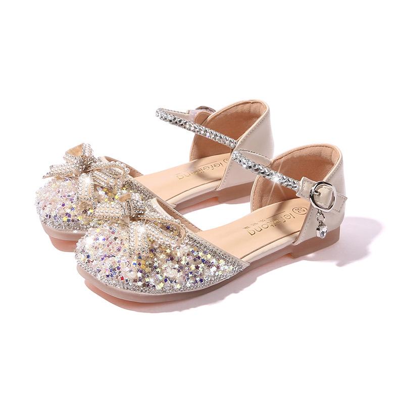 Girls Sandals Little Girls Princess Shoes Baby Girls Summer New Crystal Shoes Children's Flat Shoes Soft Sole Shoes