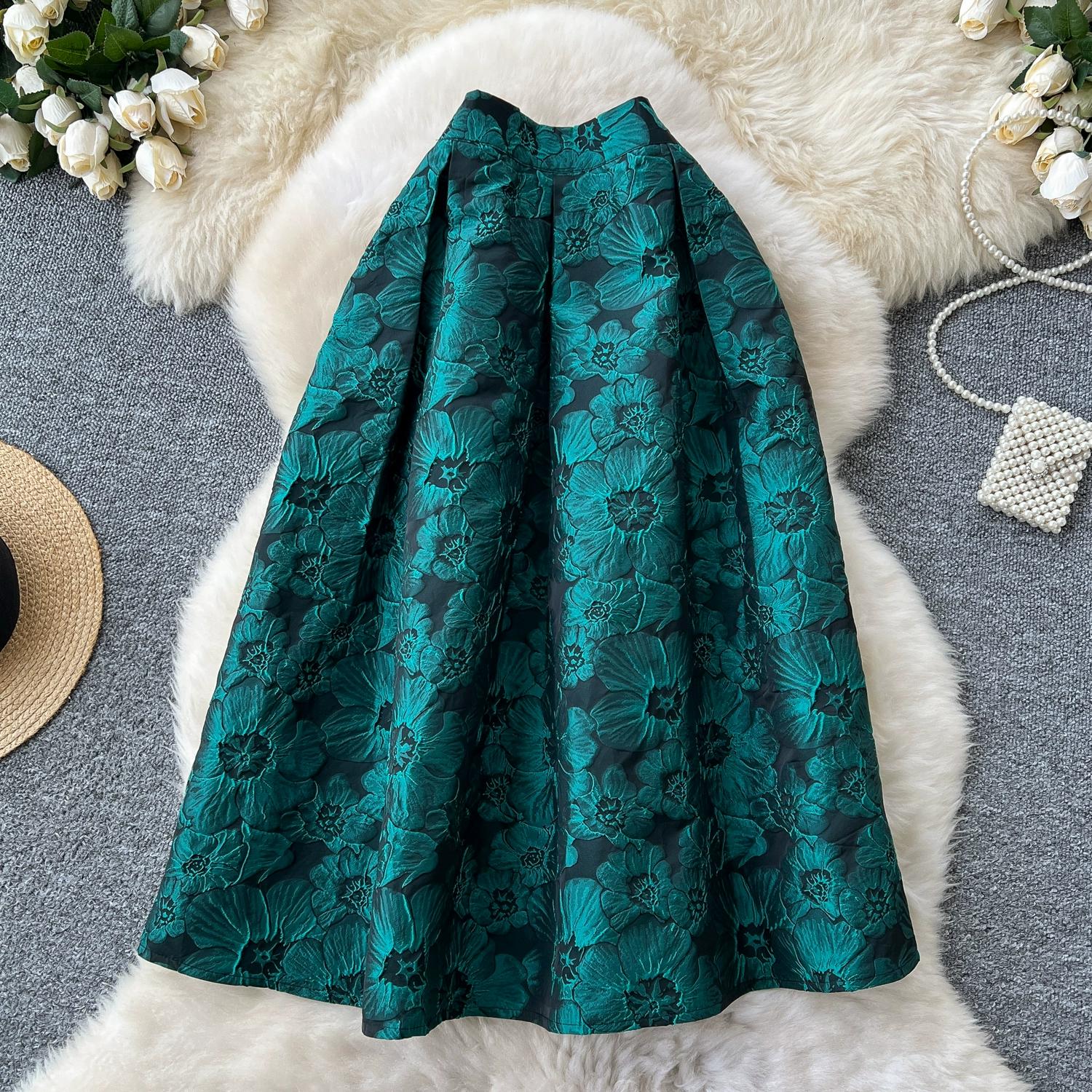 

Винтажные юбки в стиле суда, женские цветочные принты, весенняя элегантная макси-юбка А-силуэта с высокой талией, женская юбка Faldas Ajustadas Dropship One Size дубильная кора