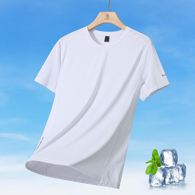 

Dmao Ice Silk Short Sleeved T-shirt For Men In Summer, Thin Fit, Loose Round Neck, Breathable, Casual, Sports, Plus Size Quick Drying Clothes XL білий