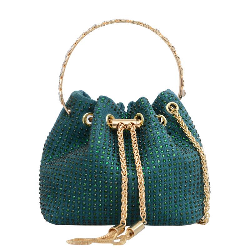 Women's niche temperament messenger bag ersatile diamond chain portable bucket bag ide dinner bag