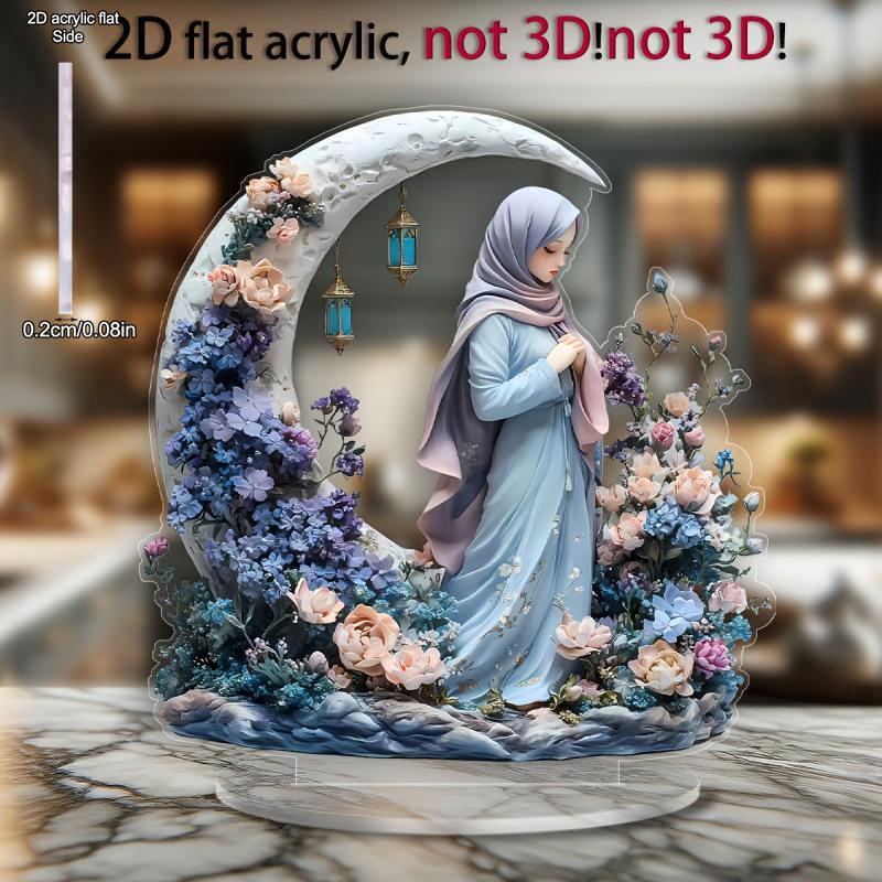 

2D Плоский, г-жа. Акриловое настольное украшение Xin Yue, Цветочный дизайн, с подставкой, Подходит для украшения стен, крыльца, комнаты, виллы, акцентов в доме, прихожей, или 20*19CM