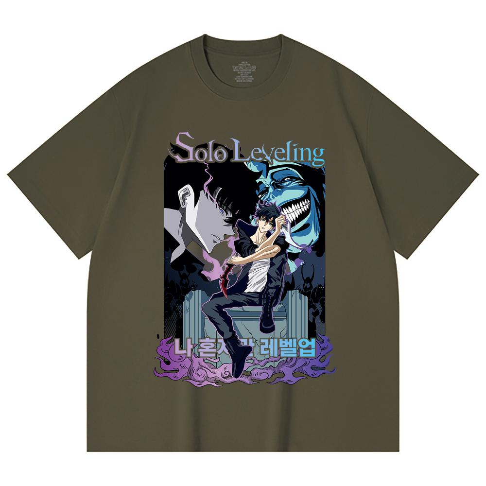 230 Gsm 100% Cotton Solo Leveling V6 Print Unisex Heavy Cotton T Shirt