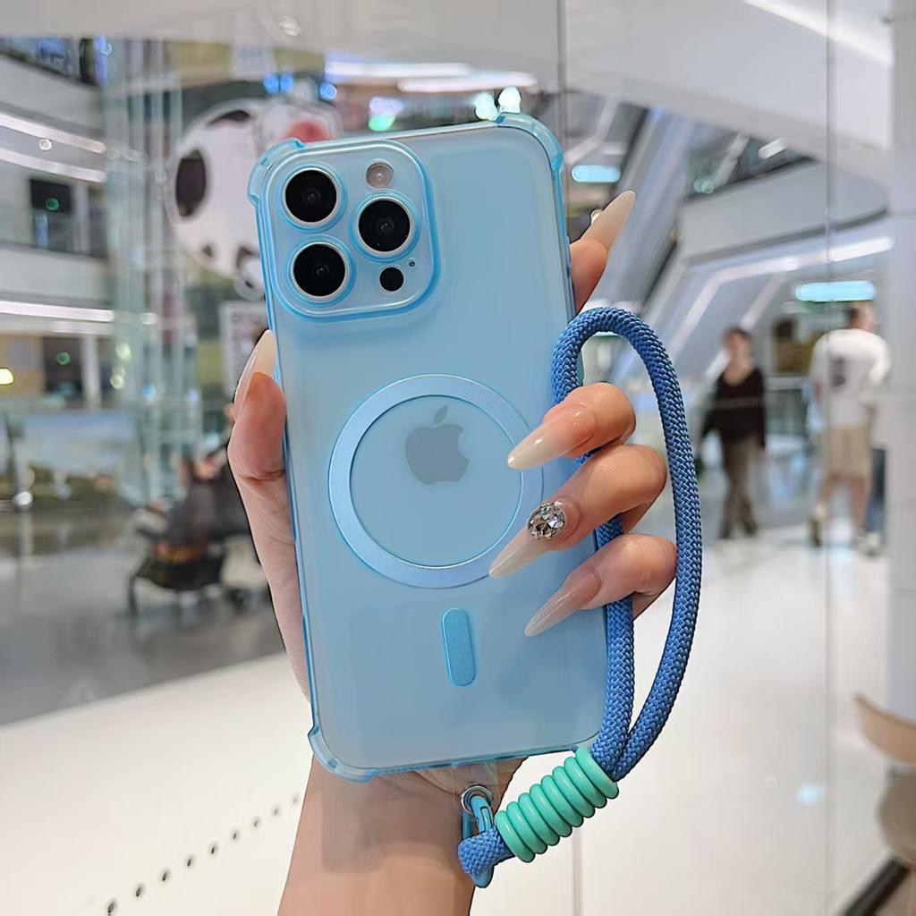 Magnetic Wrist Strap Candy Phone Case For Xiaomi 17 Pro Max 12T 13T Pro 12S 12X 13 14 15 Pro Ultra Lanyard Shockproof Soft Cover
