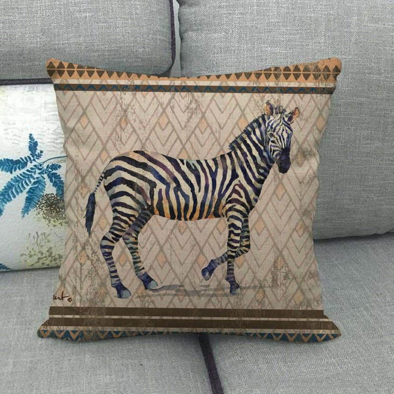 Nordic Vintage Animal Patterns Digital Printing Short Plush Pillow Covers For Car Sofa Office Cushion Cover Home Goods