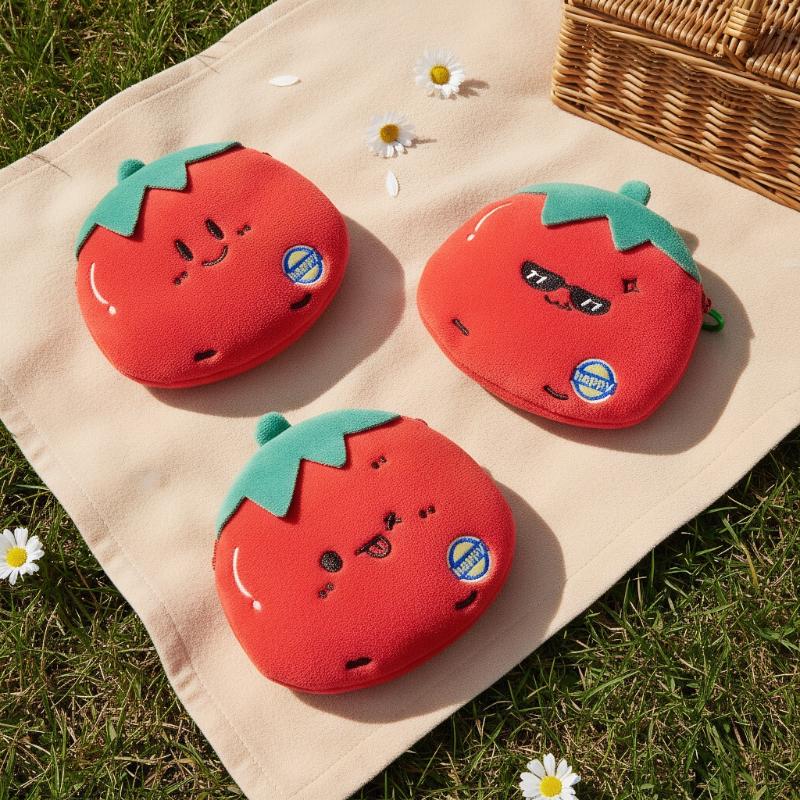 [J] Cartoon Plush Tomato Coin Purse Pendant Cute Portable Wallet Storage Pouch Hanging Ornament Bag Decoration Accessories Gift