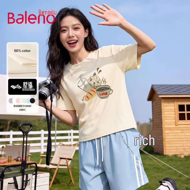 Baleno Women s 2026 Summer 100% Cotton Short Sleeve T-Shirt XL
