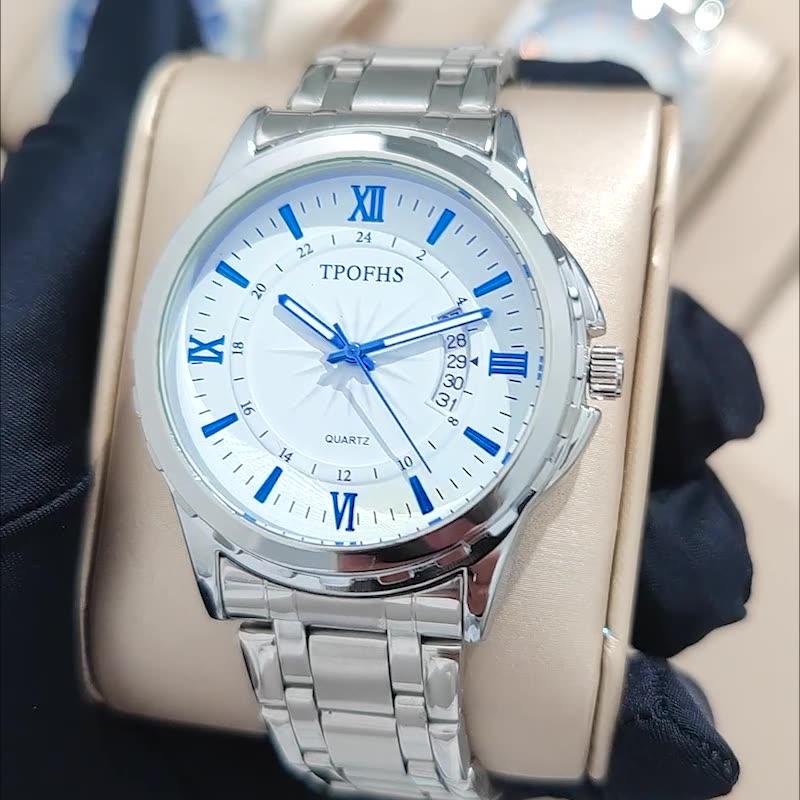 Men Watch Simple Business Blue Light Waterproof Calendar Advanced Stainless Steel Watches Male Fashion Quartz Clock Wristwatches