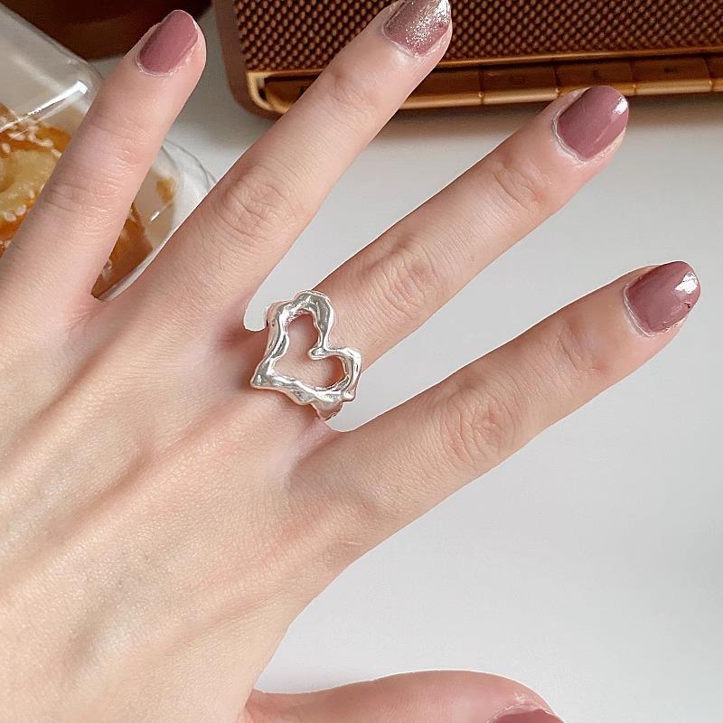 Irregular Heart Eyecatching Ring For Women Trendy Copper Fashion Jewelry For Autumn 2024