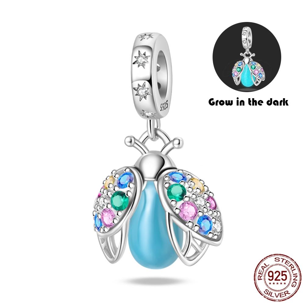925 Silver Glow in the dark Firefly Honeybee Star Charms Beads Fit 925 Original Bracelets Fine DIY Jewelry Gift Women