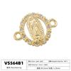ZHUKOU Golden-plated Brass Catholic Virgin Mary Pendant Crafts Double Holes DIY Bracelet Necklace Accessories