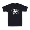 Octopus Silhouette Wildlife Sea Life Animal Lover Gift Men's Cotton T-Shirt