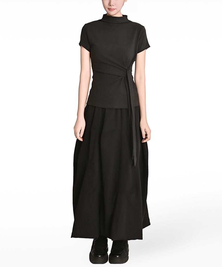 Keulleiseu Point Balloon Maxi Skirt_Light Olive