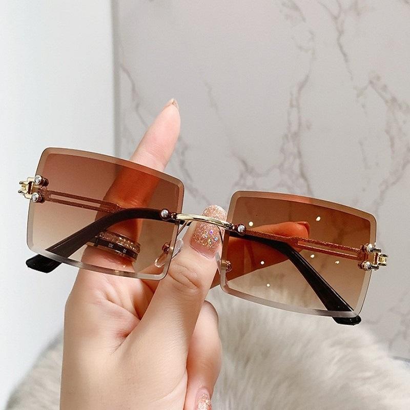 Gradient Pink Stylish Women Sun Glasses Square Retro Decorative Sun Shades Outdoor Travelling UV Protection Sunglasses