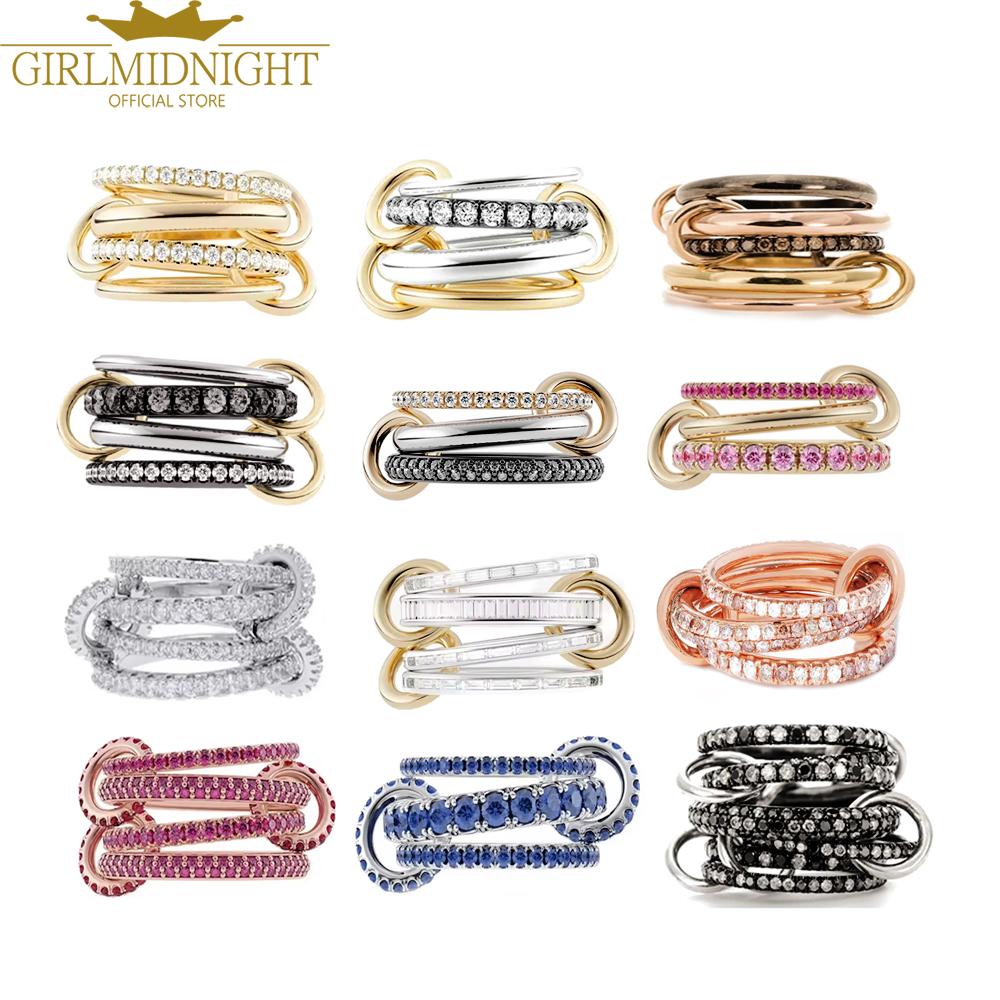 2026 Neue Spinelli Stapelbare Verlobungsringe Für Damen Iced Out Mikropflaster 5A Zirkonia Mix Farbe Mehrere Teile Stapel Finger Schmuck