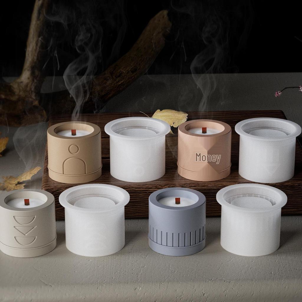 Nordic Geometric Pattern Storage Jar Silicone Mold for DIY Aromatherapy Plaster Candle Cup