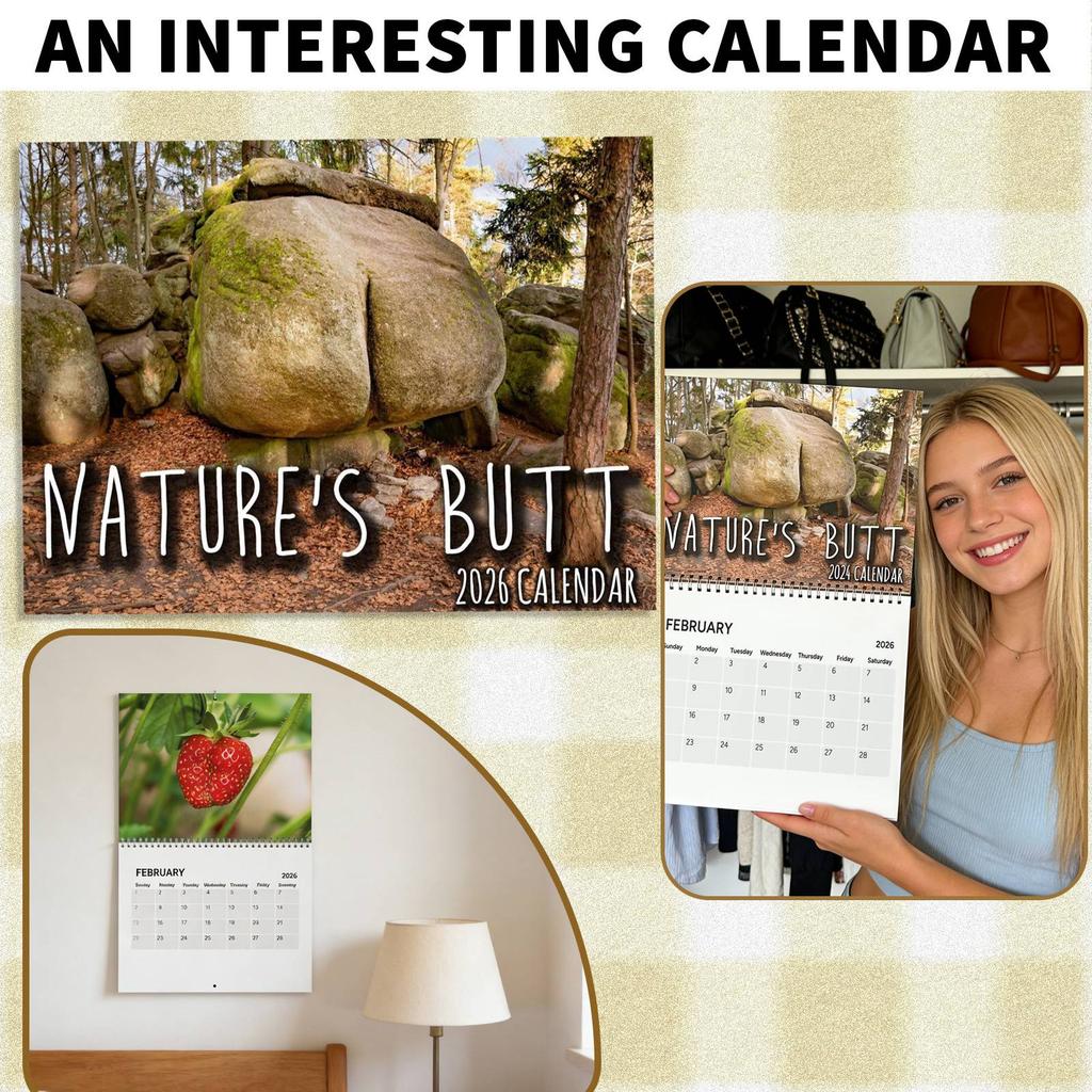 Natural Bottom Calendar, 2026 Planning, Fun Paper Calendar, Gifts For Adults And Children