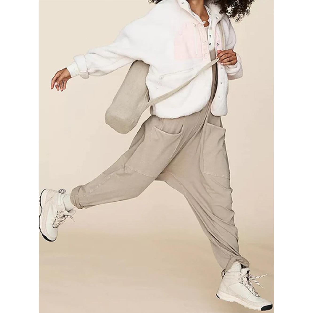 Женские брюки на подтяжках с карманом на молнии — фото 4