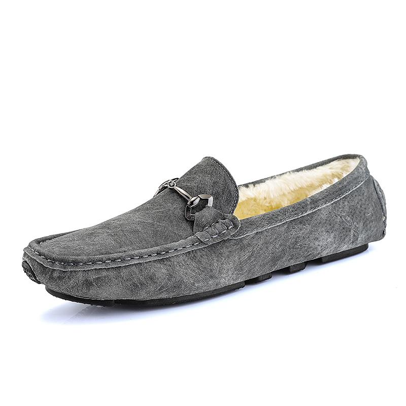 New Leather Men Shoes Short Plush Shoes Casual Luxury Formal Business Loafers Italian Breathable Driving Moccasins Boat Shoes