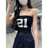 Kumikumi American Digital Print Knitted Tube Top Vest Women clothes Summer Slim fit Slimming Short Gyaru Top