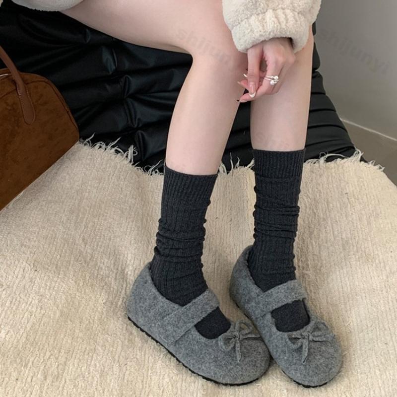 Fashion Women's Cotton Shoes 2025 Winter New Plush Thicken Warm Mary Jane Shoes Fashion Bow Knot Lightweight Comfortable Casual Flats
