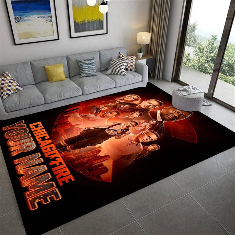 Custom Name Chicago Fire Carpet Rug for Living Room Bedroom Home Sofa Decoration,Kids play Non-slip Floor Mat