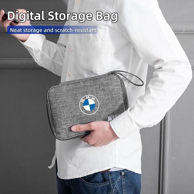 Car Sticker 2025 Hot Car Data Cable Storage Bag Waterproof Travel Organizer Bag USB DataLine Charger For BMW E46 E90 E60 F10 E39