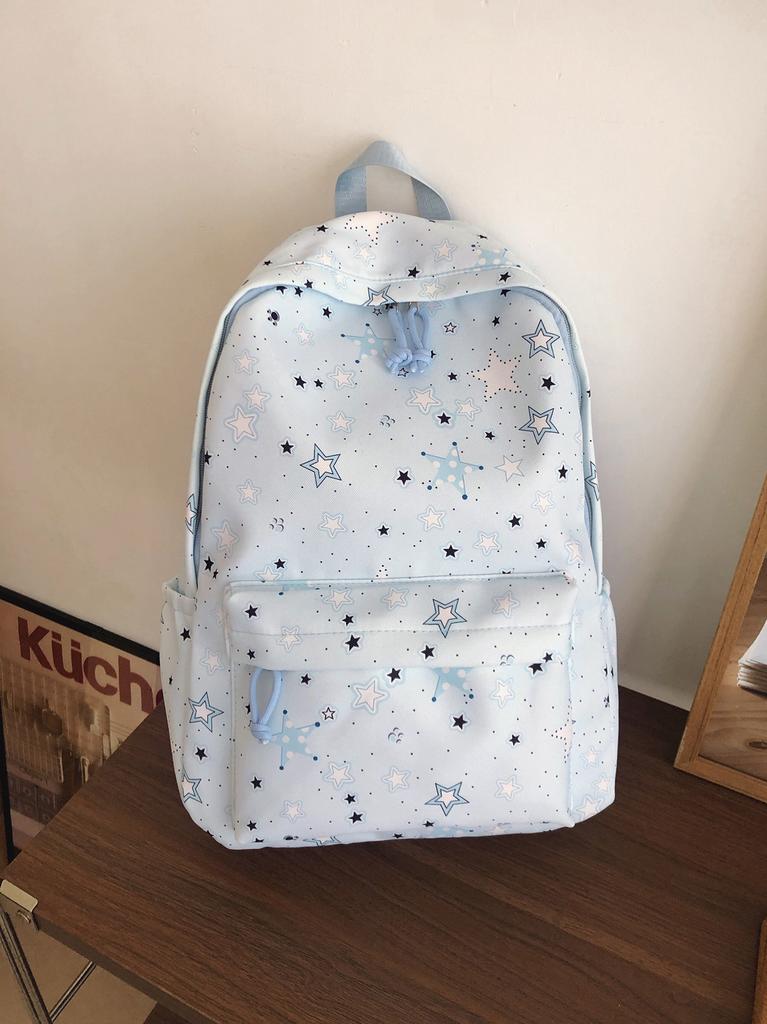 Schoolbag Female Junior High School High School Student Star Print Korean Version Niche Ins Backpack Mori College Student Backpack Female