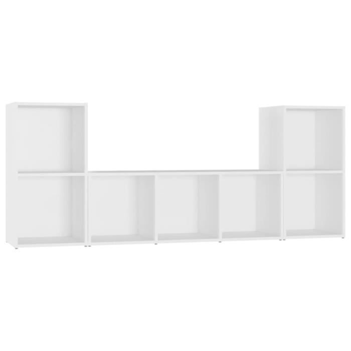 VidaXL Ensemble de meubles TV, 3 pcs Blanc Aggloméré.