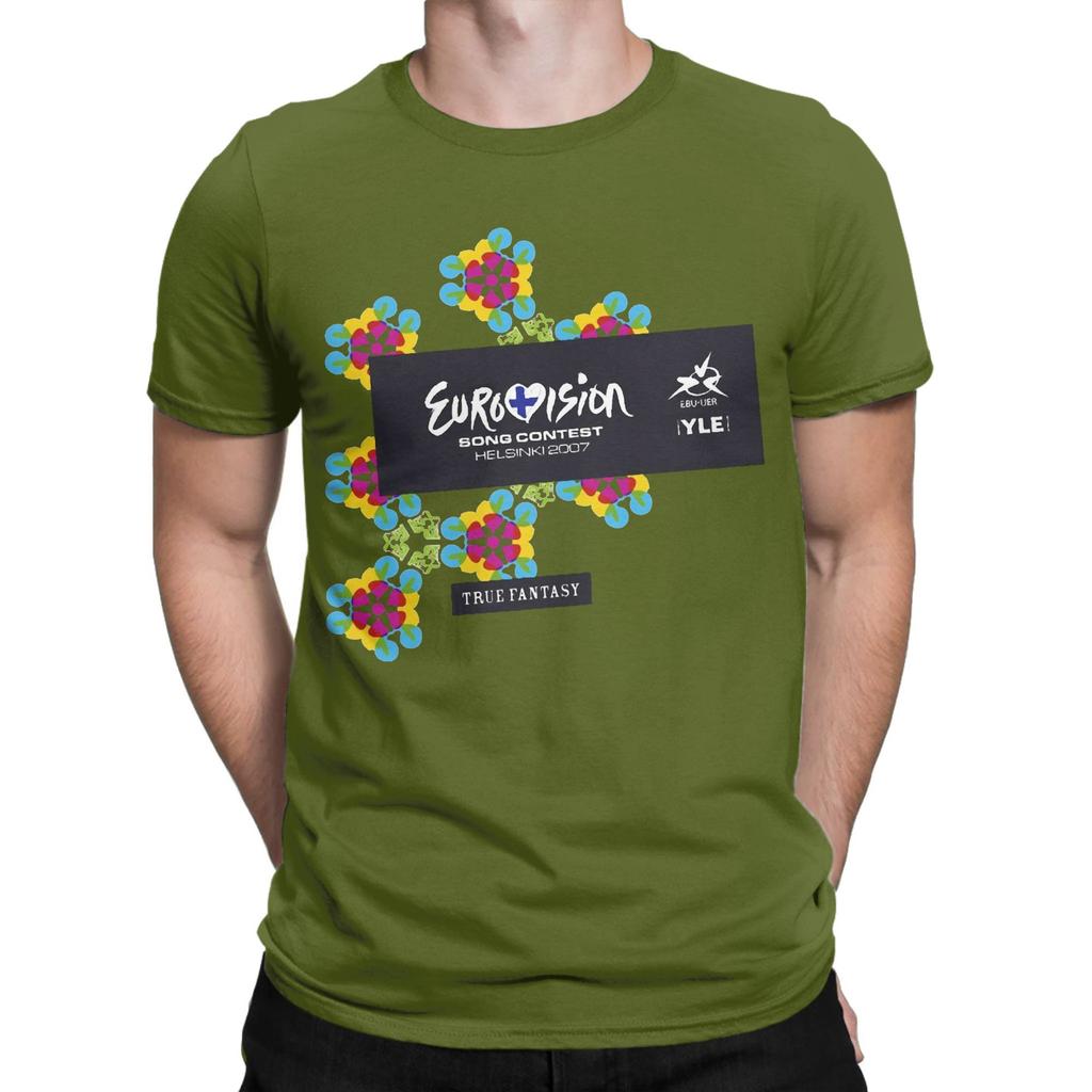 Pánske tričká Eurovision Song Contest 2007 Čistá bavlna Zábavné tričká s krátkym rukávom a okrúhlym výstrihom Originálne tričko