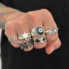 SHIXIN Lot de 6 bagues gothiques ouvertes en forme de croix et d'étoile pour homme, style punk géométrique, larges et ajustables, accessoires de bijoux pour Halloween