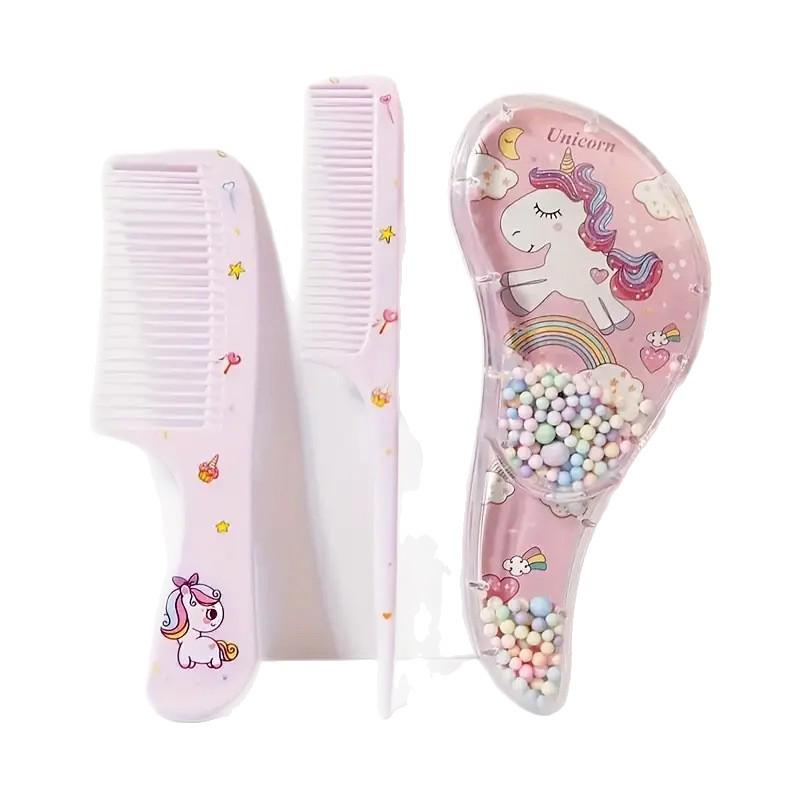 Unicorn Cartoon Comb for Kids' Long, Curly Hair - Anti-Tangle, Smoothing, Meridian Massage & Fluffing Tool