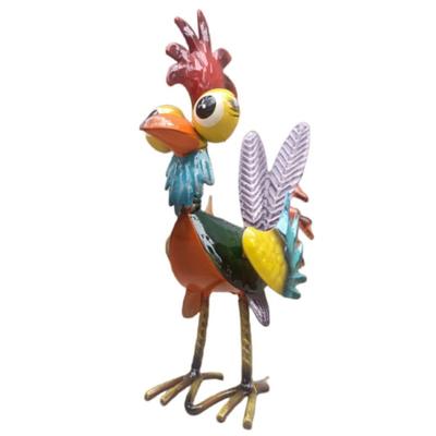 Funny Outdoor Decoration Garden Rooster Statues Iron Miniature Chicken Sculpture Yard Art Realistic Metal Rooster Ornaments Lawn