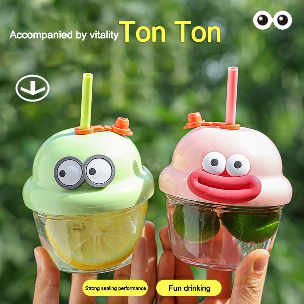 

Glass Mug Travel Drink Bottle 210ml Cartoon Cup New Straw Cup Sport зелений