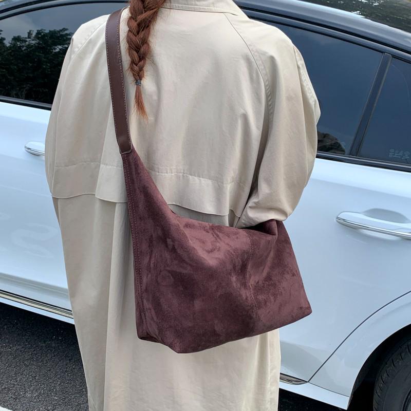 Versatile Women's Large Capacity Suede Tote & Shoulder Bag