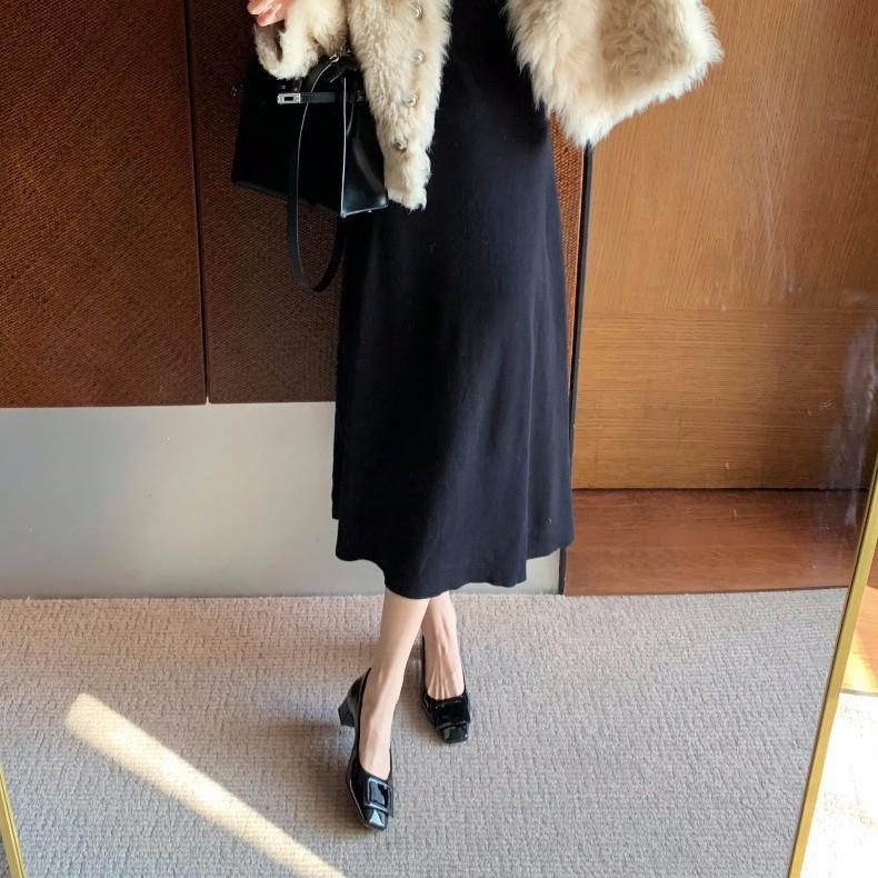 Schafslederversion~ Quadratische Schnalle Pendler Dicke Ferse Quadratische Zehe Temperament High Heels Einzelne Schuhe Damenleder Weiche Sohle Mary Jane Schuhe