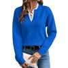 Damenmode Spitze Spitzen V-Ausschnitt Pullover Einfarbig Locker Langarm Damen Strickpullover