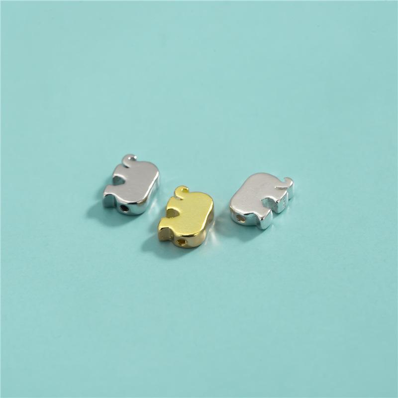 Tiny S925 Sterling Silver Cross Strawberry Cactus Elephant Shaped Charm Beads for DIY Jewelry Making Finding silver