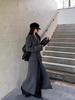 Plus Size Women's Oatmeal Wool Coat – Korean Style, Slimming, Loose, Thick, Knee-Length for Autumn/Winter.