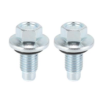 X AUTOHAUX Drain Plug Screw with Seal Ring Stainless Steel Fits M12 X 1.75 Buick Silver Tone 2pcs