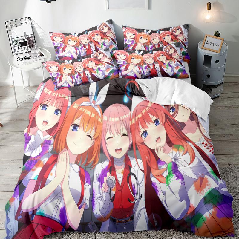 Serie Animata Stampa Digitale 3D Set Biancheria da Letto Tre Pezzi Lenzuolo Copripiumino