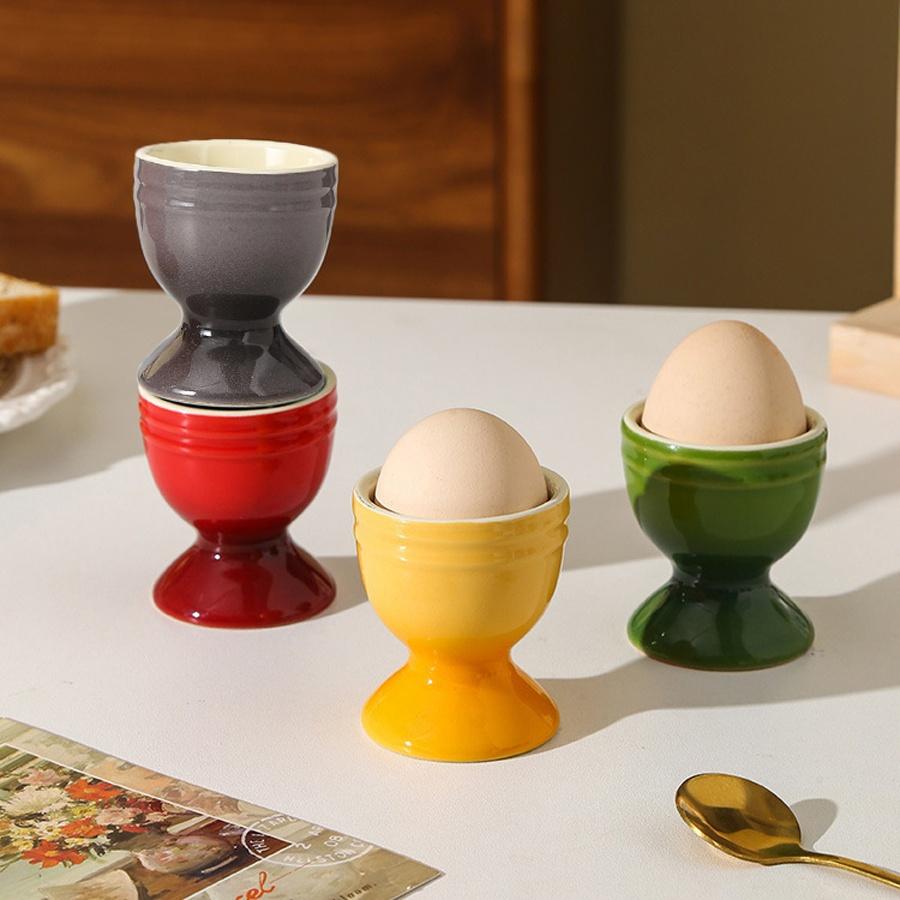 2/4/6pcs Ceramic Egg Cups Porcelain Colorful Egg Cups Stand Holder for Soft Boiled Eggs Breakfast Cooking Kitchen Egg Serving 2