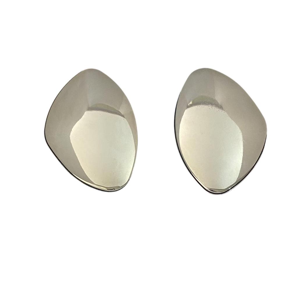European & American Punk Oval Geometric Metal Style Earrings - Exaggerated Temperament with Smooth Surface for Women