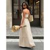 Women Striped Backless High Waist Suspender Maxi Casual Vacation Dress
