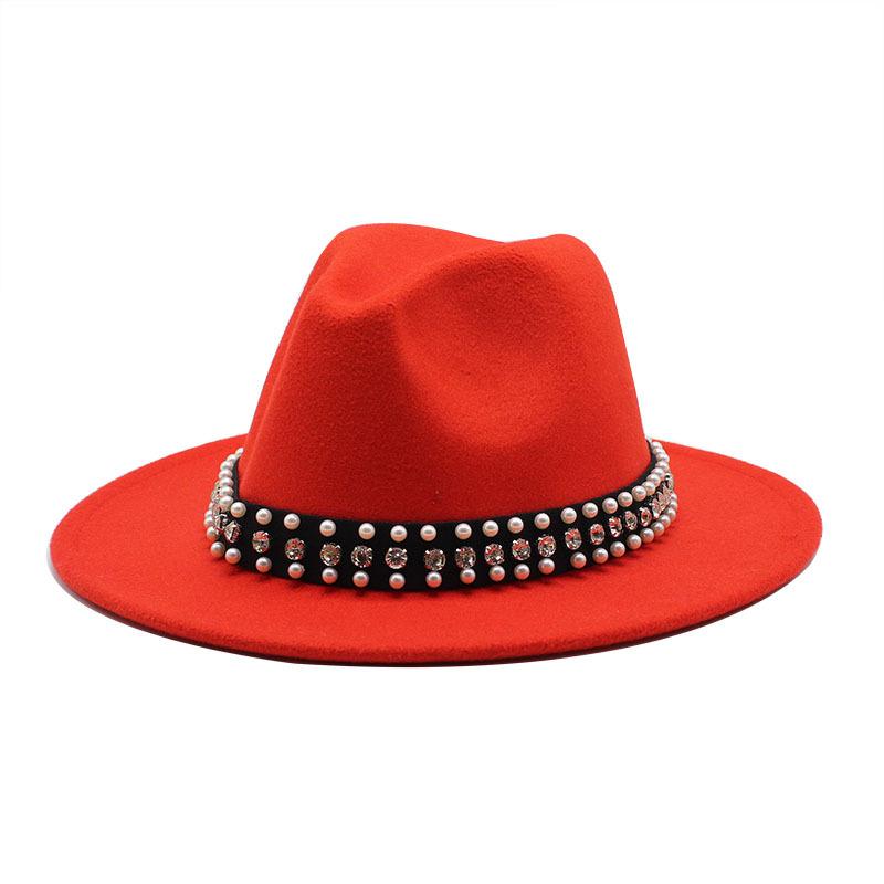 Woolen Rose Topper Hat Dame Hat Flat Brim Hat